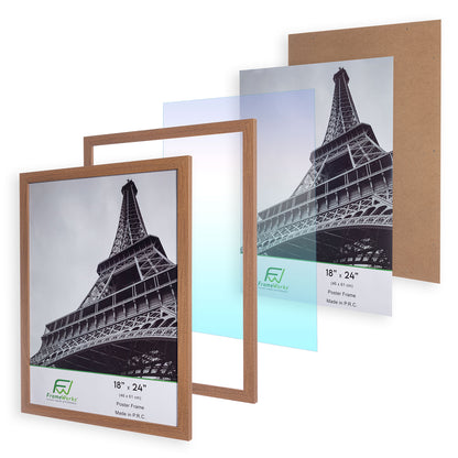 18" x 24" Light Oak Wood 2-Pack Back-Loading Poster Frames