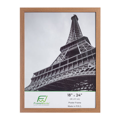 18" x 24" Light Oak Wood 2-Pack Back-Loading Poster Frames