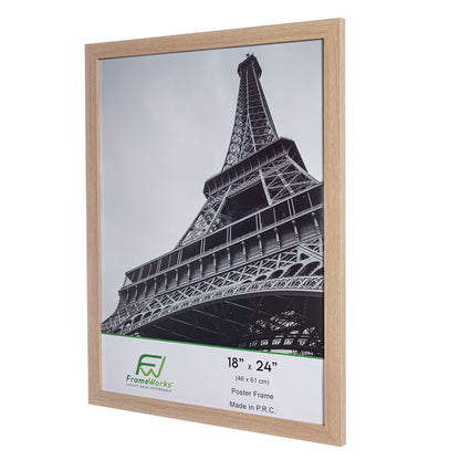 18" x 24" Natural Oak Wood 2-Pack Back-Loading Poster Frames