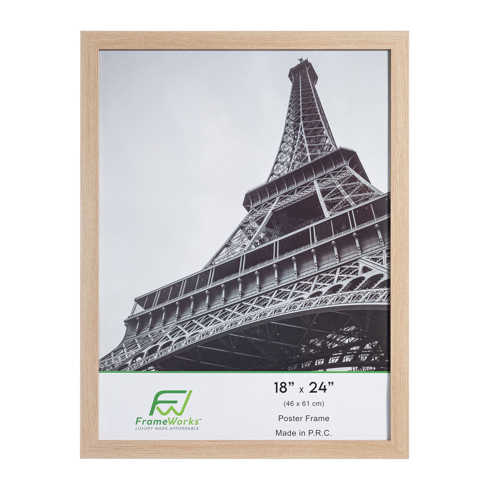 18" x 24" Natural Oak Wood 2-Pack Back-Loading Poster Frames