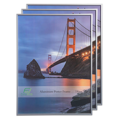 18" x 24" Silver Brushed Aluminum Poster Picture Frame with Plexiglass