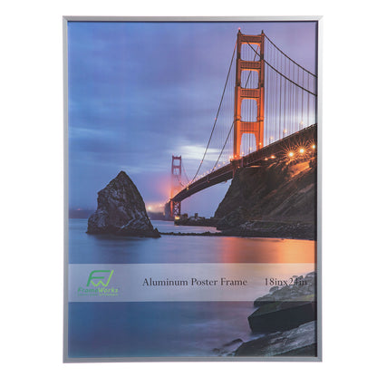 18" x 24" Silver Brushed Aluminum Poster Picture Frame with Plexiglass