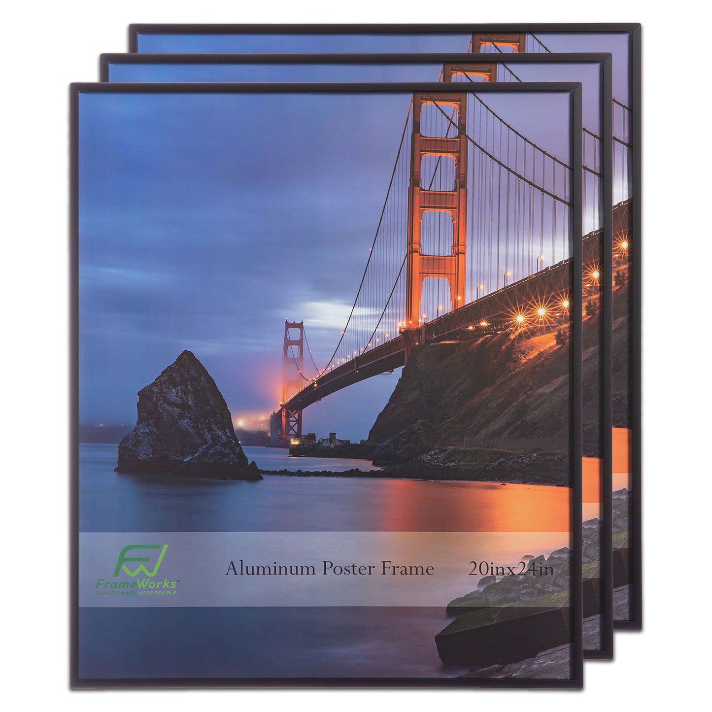 20" x 24" Black Brushed Aluminum Poster Picture Frame with Plexiglass