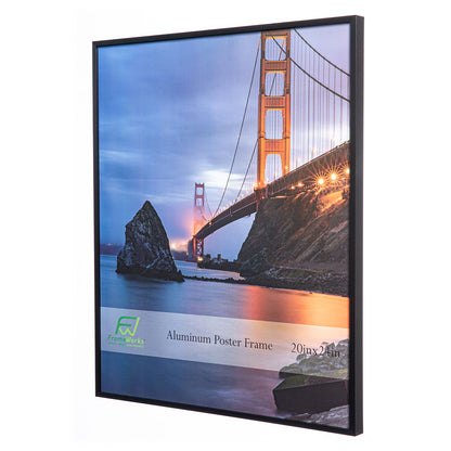 20" x 24" Black Brushed Aluminum Poster Picture Frame with Plexiglass