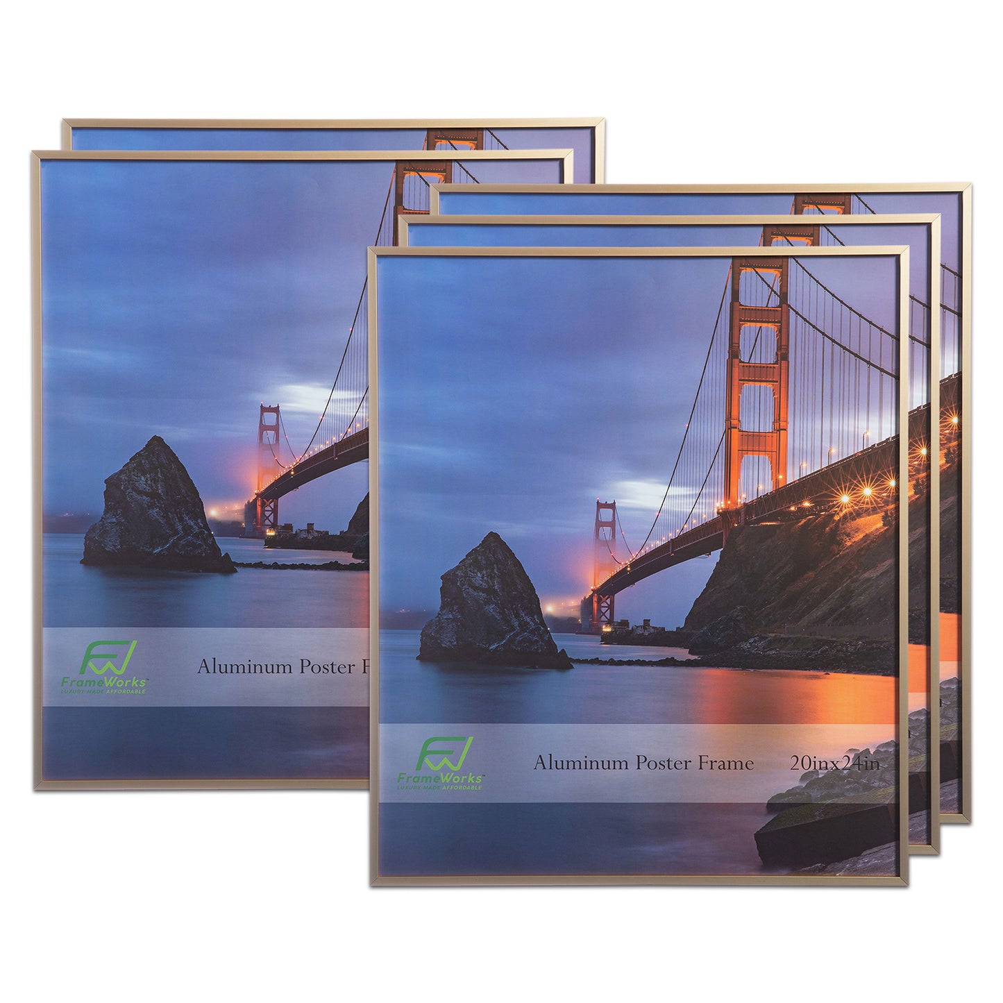 20" x 24" Gold Brushed Aluminum Poster Picture Frame with Plexiglass