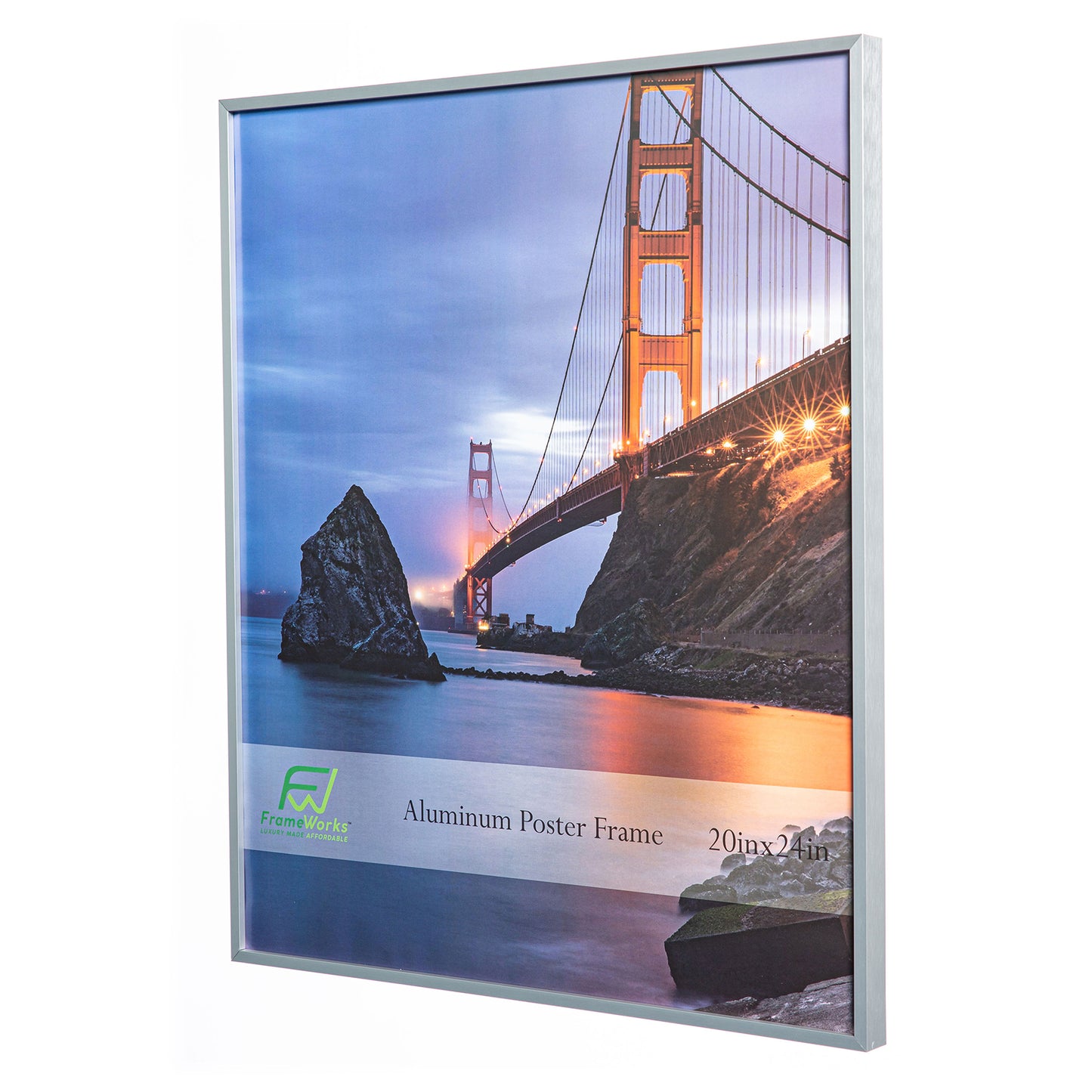 20" x 24" Silver Brushed Aluminum Poster Picture Frame with Plexiglass