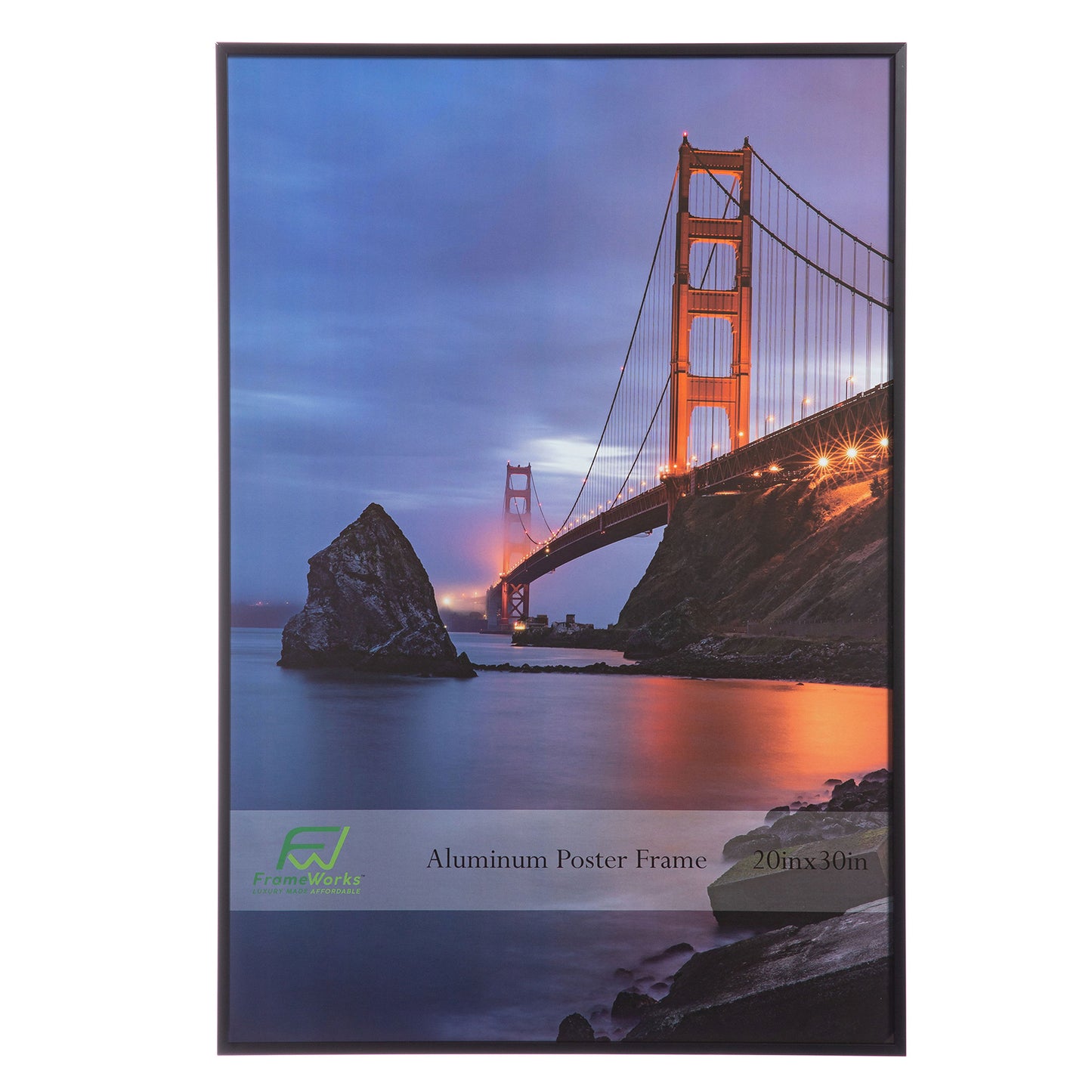 20" x 30" Black Brushed Aluminum Poster Picture Frame with Plexiglass