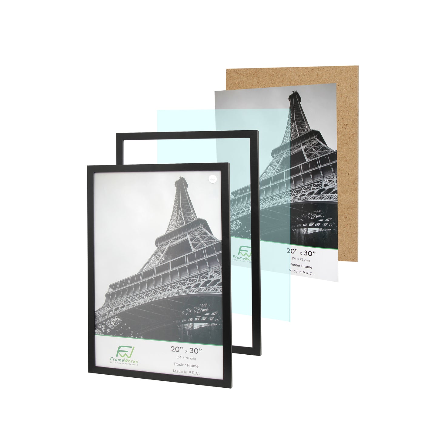 20" x 30" Black Wood 2-Pack Back-Loading Poster Frames