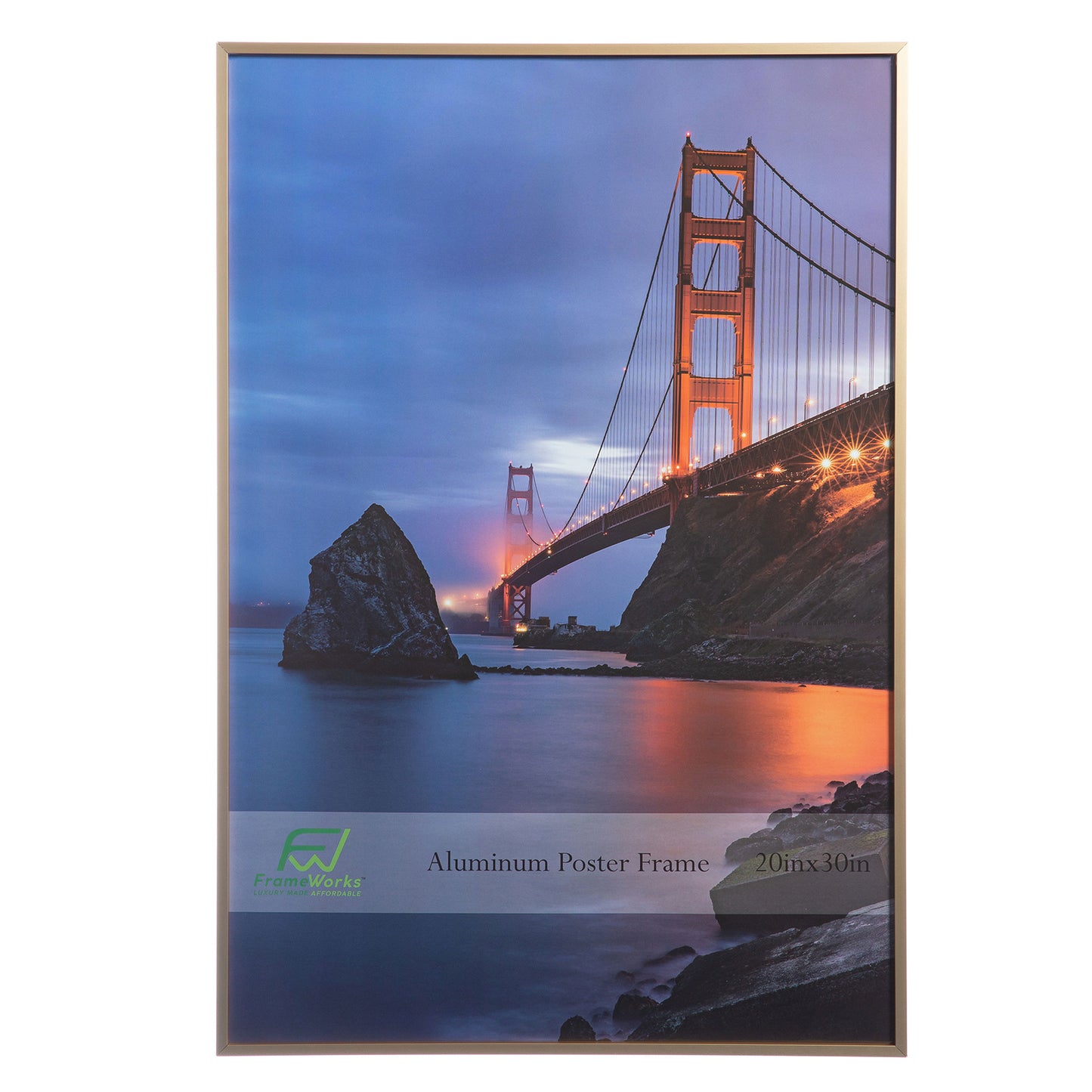 Poster - San Francisco II Bridge size 40x60, gold frame finish