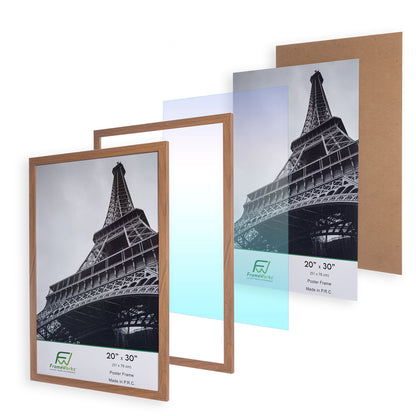 20" x 30" Light Oak Wood 2-Pack Back-Loading Poster Frames