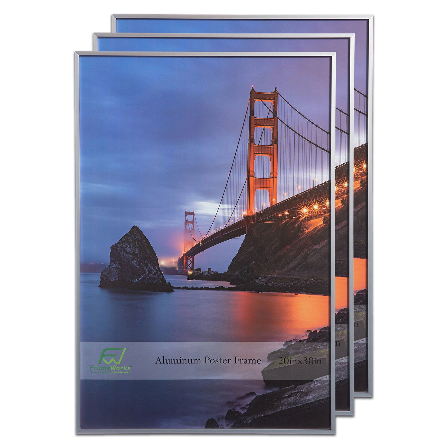 20" x 30" Silver Brushed Aluminum Poster Picture Frame with Plexiglass