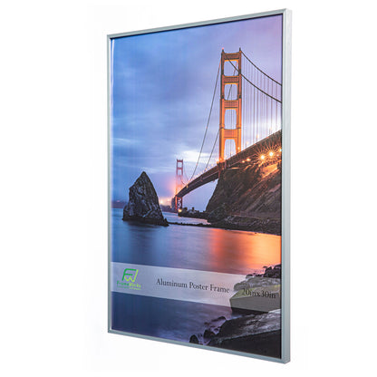 20" x 30" Silver Brushed Aluminum Poster Picture Frame with Plexiglass