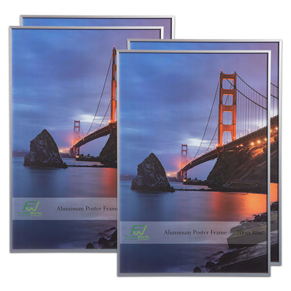 20" x 30" Silver Brushed Aluminum Poster Picture Frame with Plexiglass