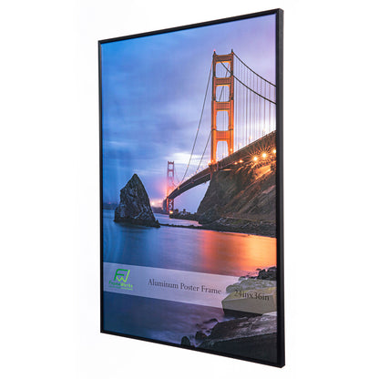 24" x 36" Black Brushed Aluminum Poster Picture Frame with Plexiglass