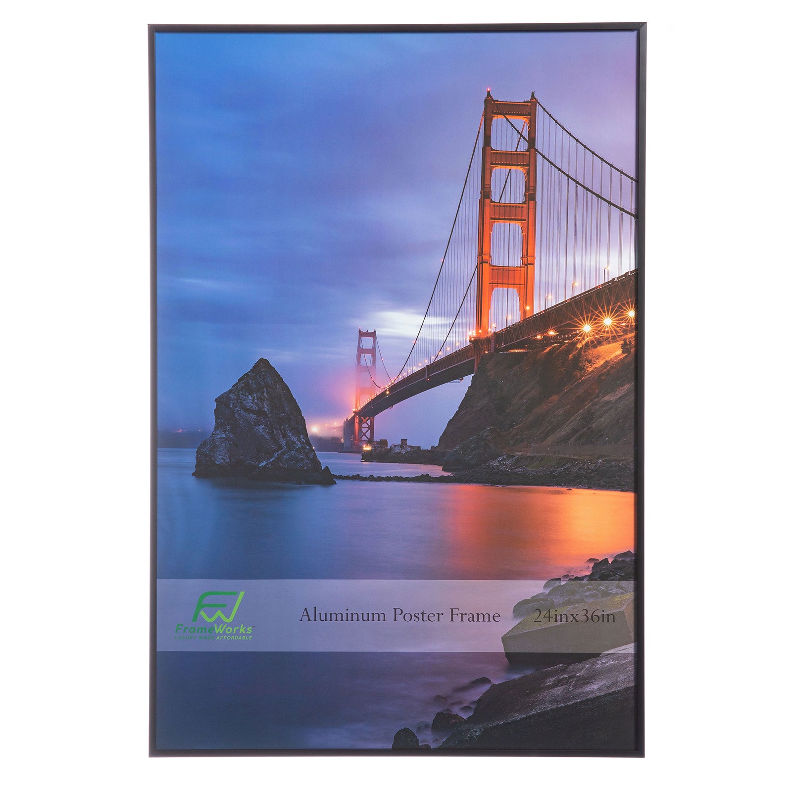 24" x 36" Black Brushed Aluminum Poster Picture Frame with Plexiglass