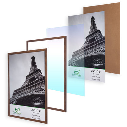 24" x 36" Dark Oak Wood 2-Pack Back-Loading Poster Frames