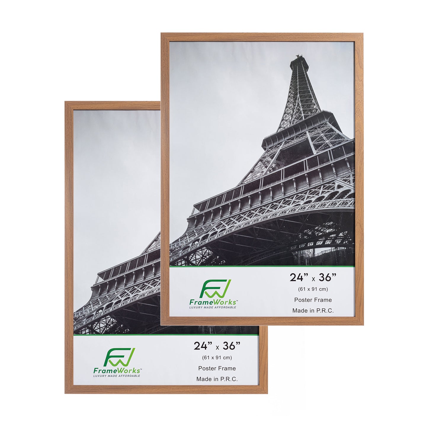 24" x 36" Light Oak Wood 2-Pack Back-Loading Poster Frames