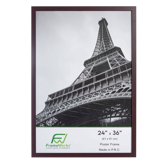 24" x 36" Mahogany Wood 2-Pack Back-Loading Poster Frames