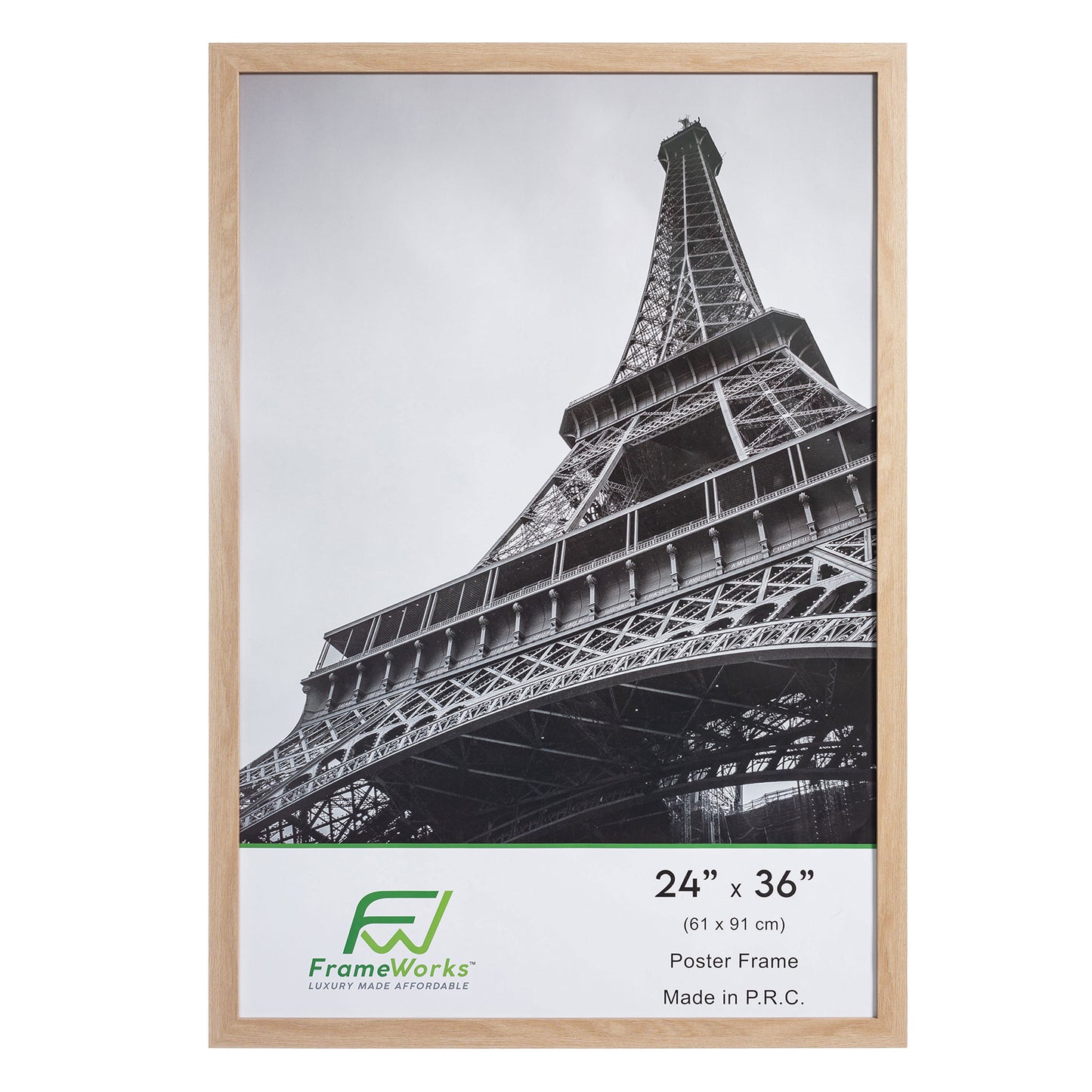 24" x 36" Natural Oak Wood 2-Pack Back-Loading Poster Frames