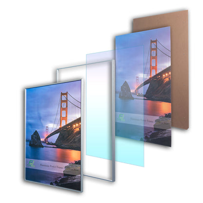 24" x 36" Silver Brushed Aluminum Poster Picture Frame with Plexiglass