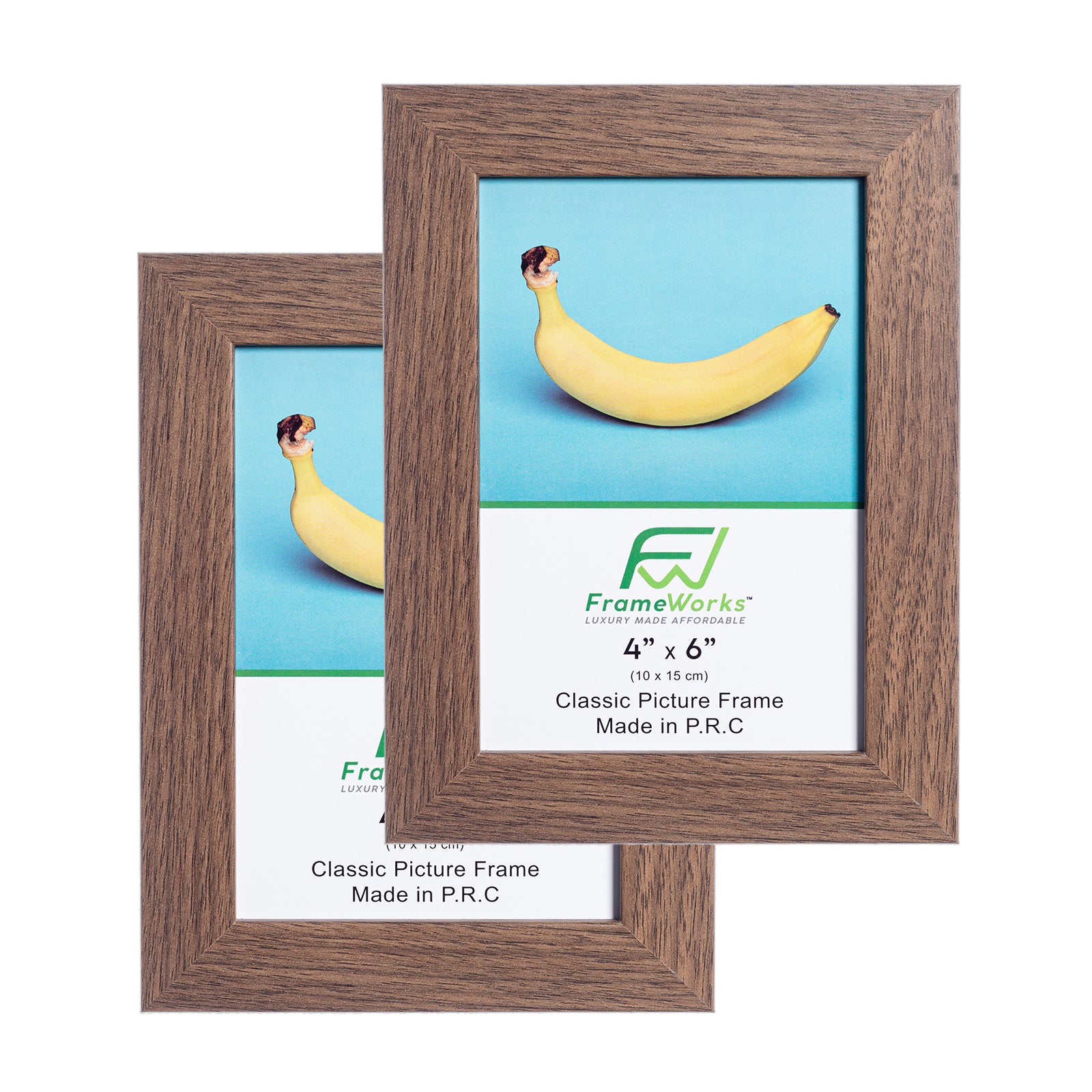 4" x 6” Classic Dark Oak Wood Picture Frame with Tempered Glass