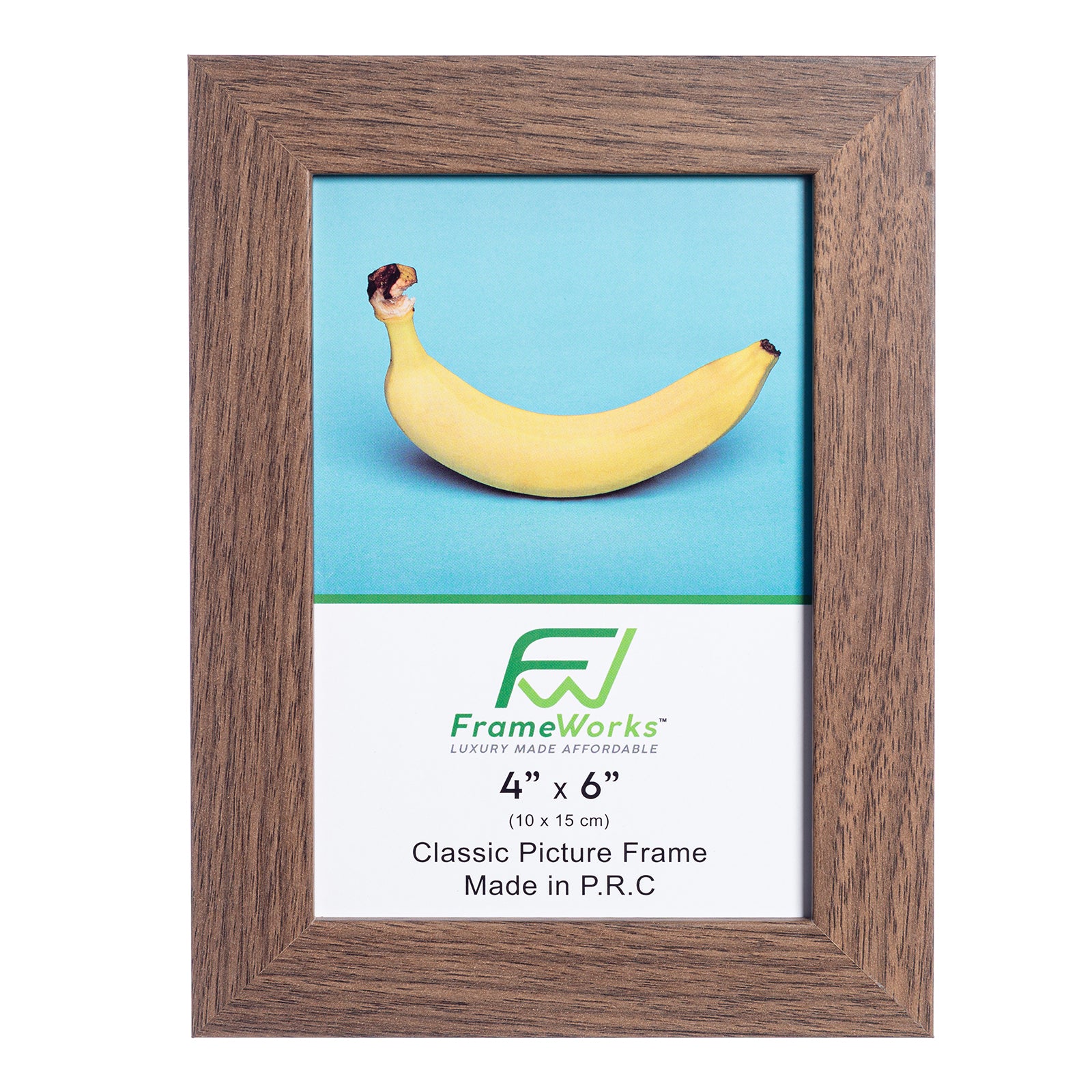 4" x 6” Classic Dark Oak Wood Picture Frame with Tempered Glass