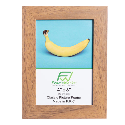 4" x 6” Classic Light Oak Wood Picture Frame with Tempered Glass