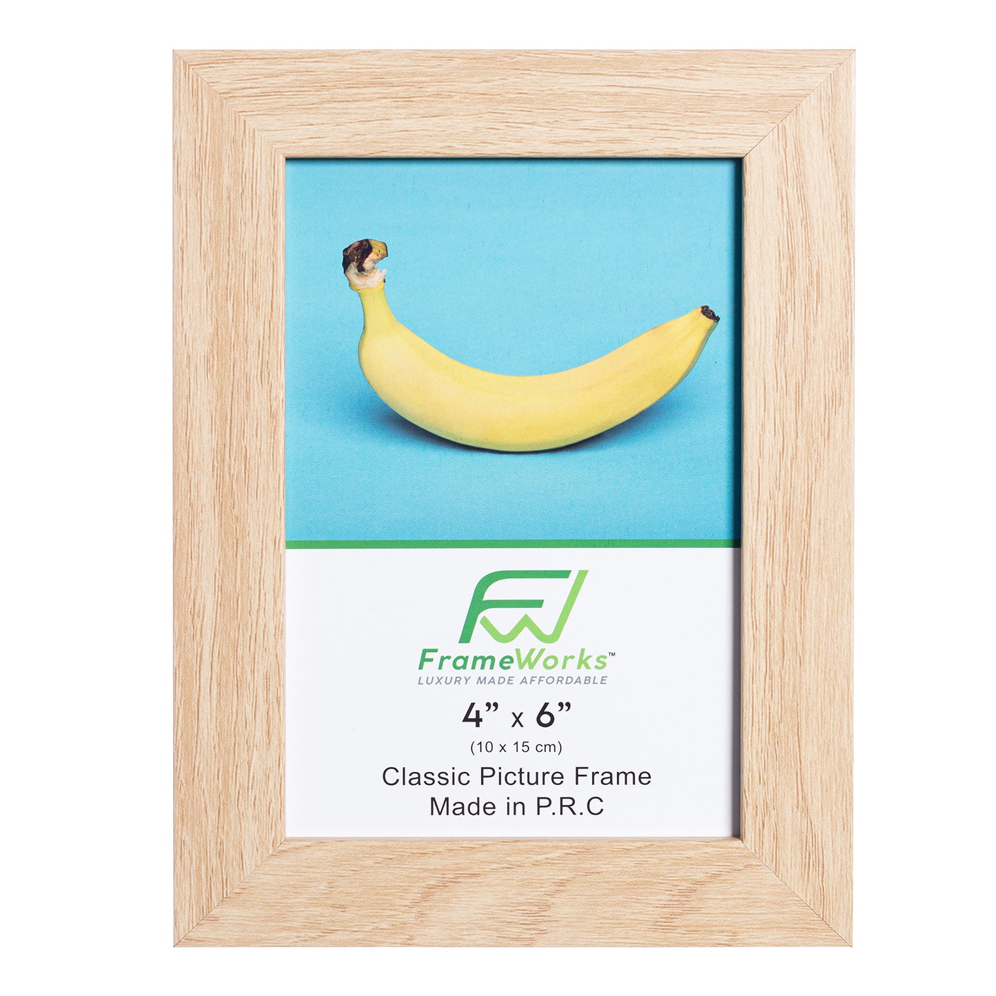 4" x 6” Classic Natural Oak Picture Frame with Tempered Glass