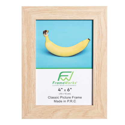 4" x 6” Classic Natural Oak Picture Frame with Tempered Glass