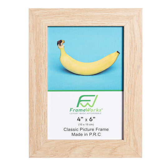 4" x 6” Classic Natural Oak Picture Frame with Tempered Glass