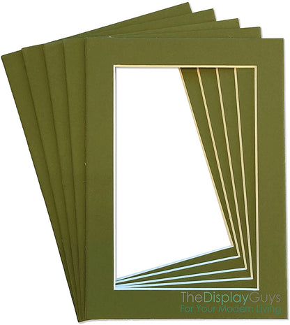 5" x 7" 25 Pack of Secret Garden Green Mat Boards, Backing Boards and Plastic Bags