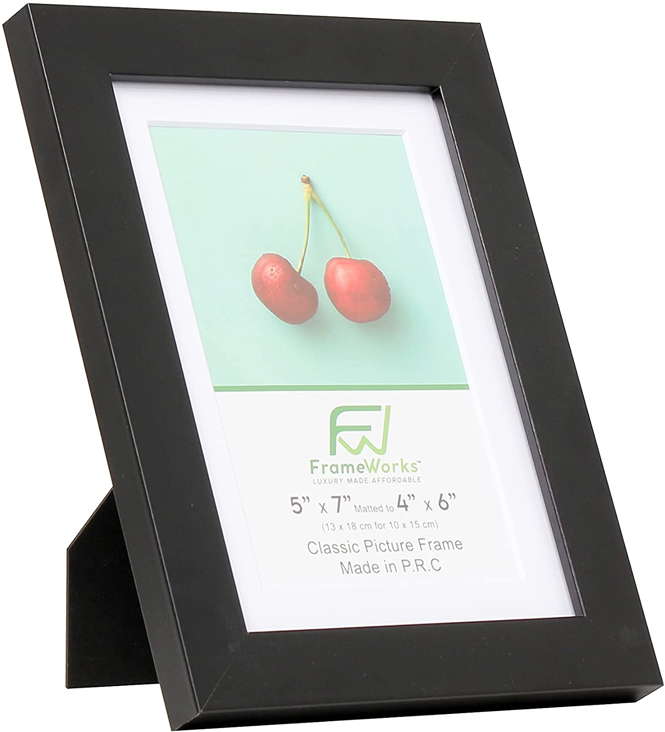 5" x 7" Classic Black Wood Picture Frame with Tempered Glass, 4" x 6" Matted