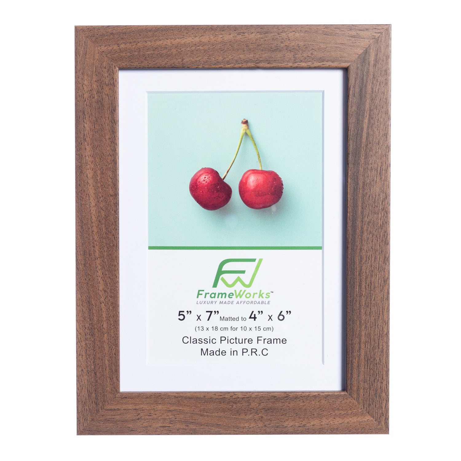5" x 7" Classic Dark Oak Wood Picture Frame with Tempered Glass, 4" x 6" Matted