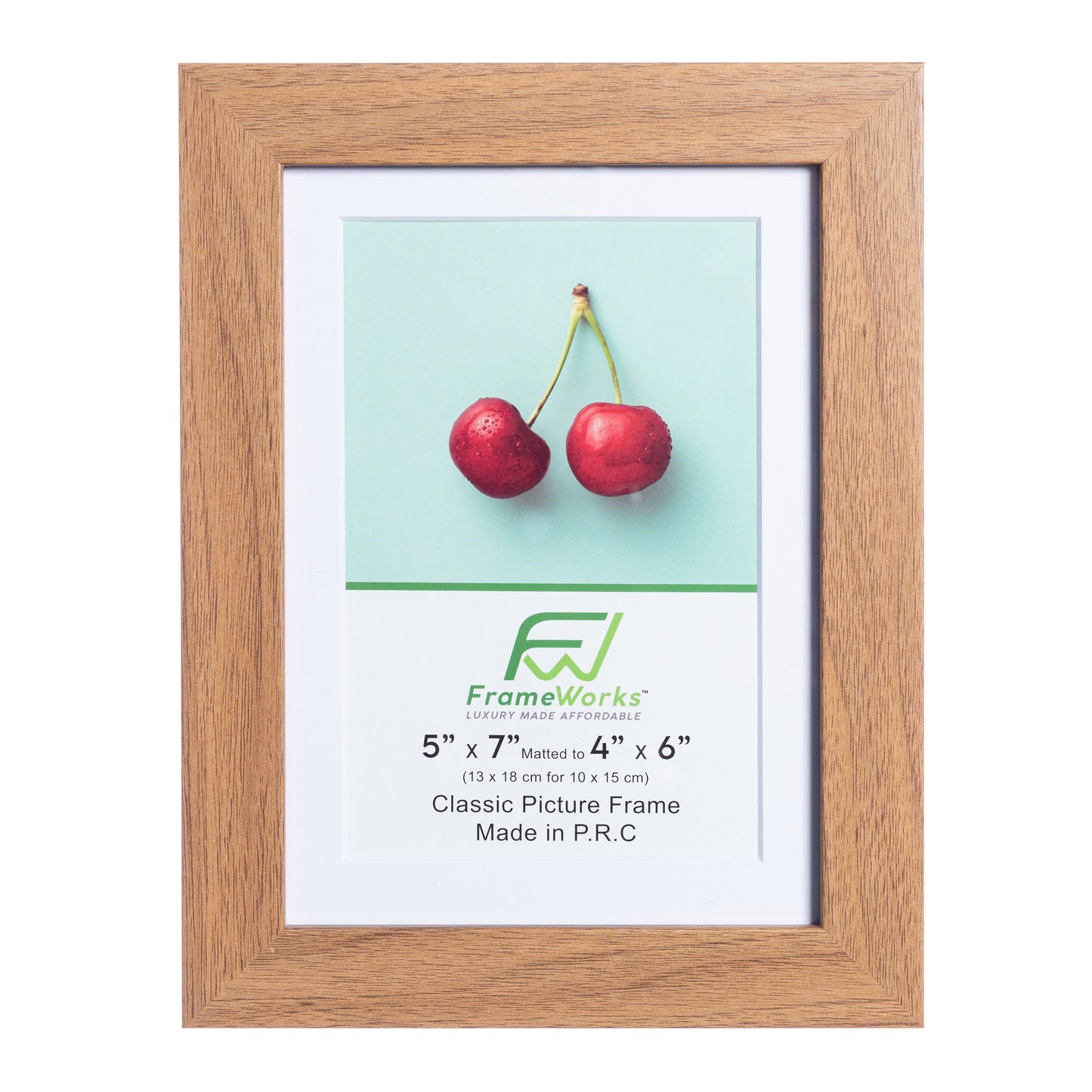 5" x 7" Classic Light Oak Wood Picture Frame with Tempered Glass, 4" x 6" Matted