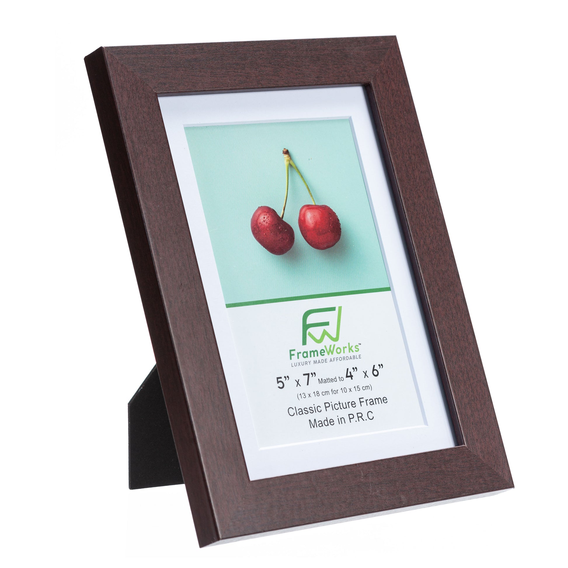 5" x 7" Classic Mahogany Wood Picture Frame with Tempered Glass, 4" x 6" Matted