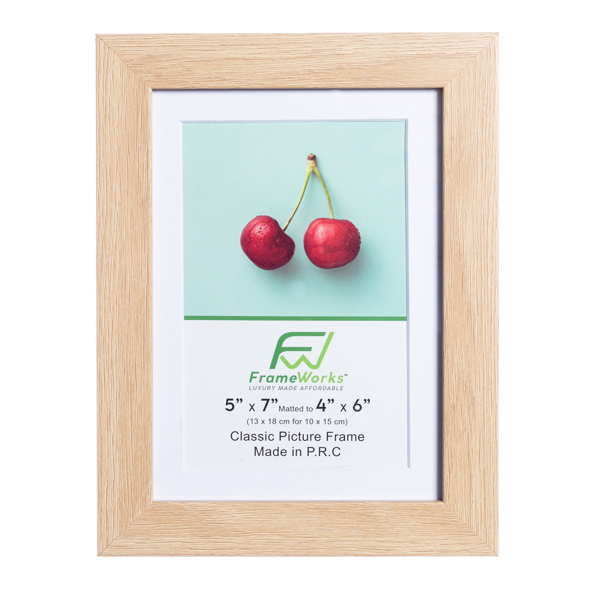 5" x 7" Classic Natural Oak Wood Picture Frame with Tempered Glass, 4" x 6" Matted