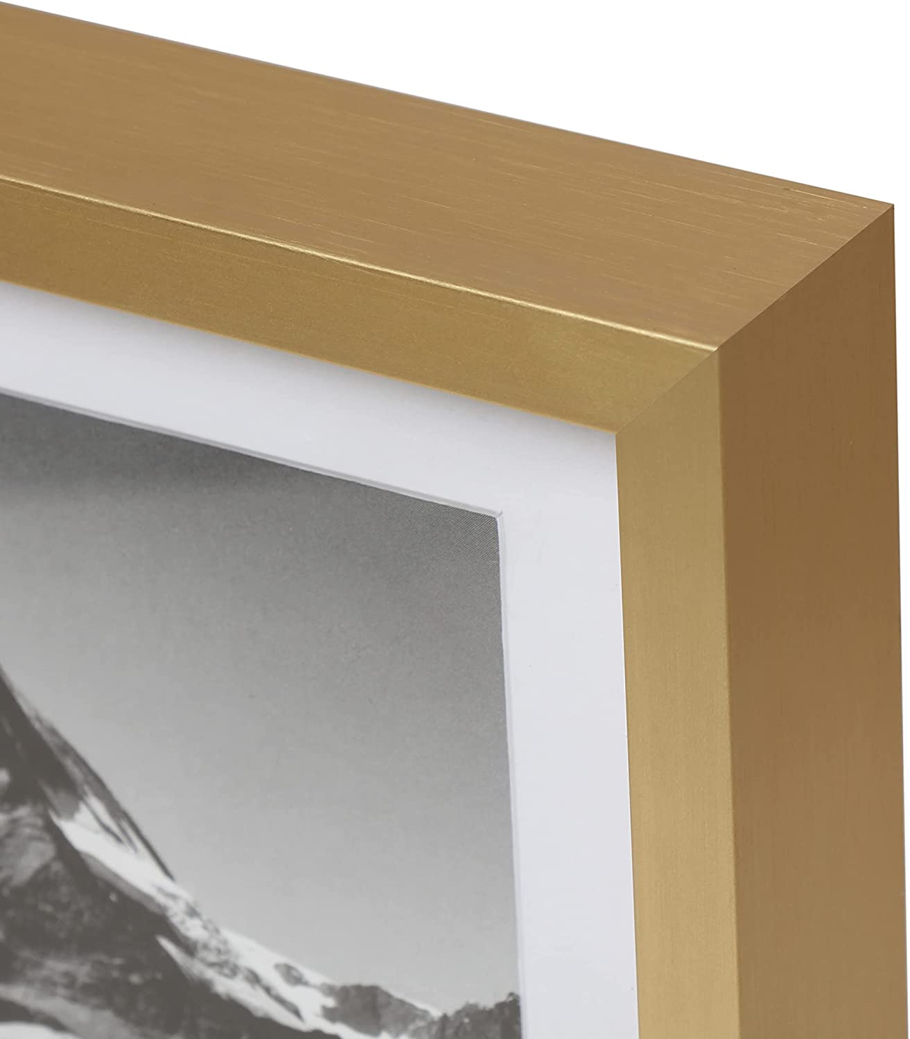 5" x 7" Deluxe Brass Gold Aluminum Contemporary Picture Frame, 4" x 6" Matted