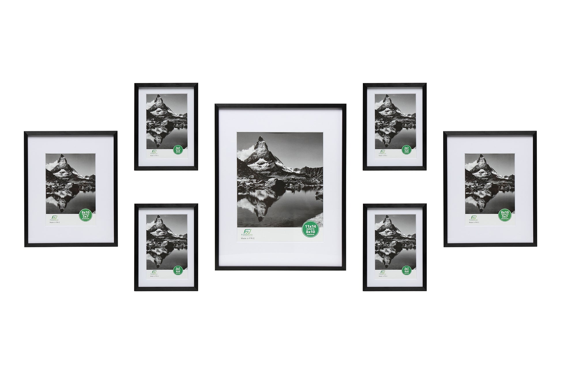 8x10 Matted To 5x7 Picture Frame Set - 6 Pack Black
