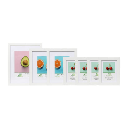 7 Piece White Wood Picture Frame Collage Set with Tempered Glass