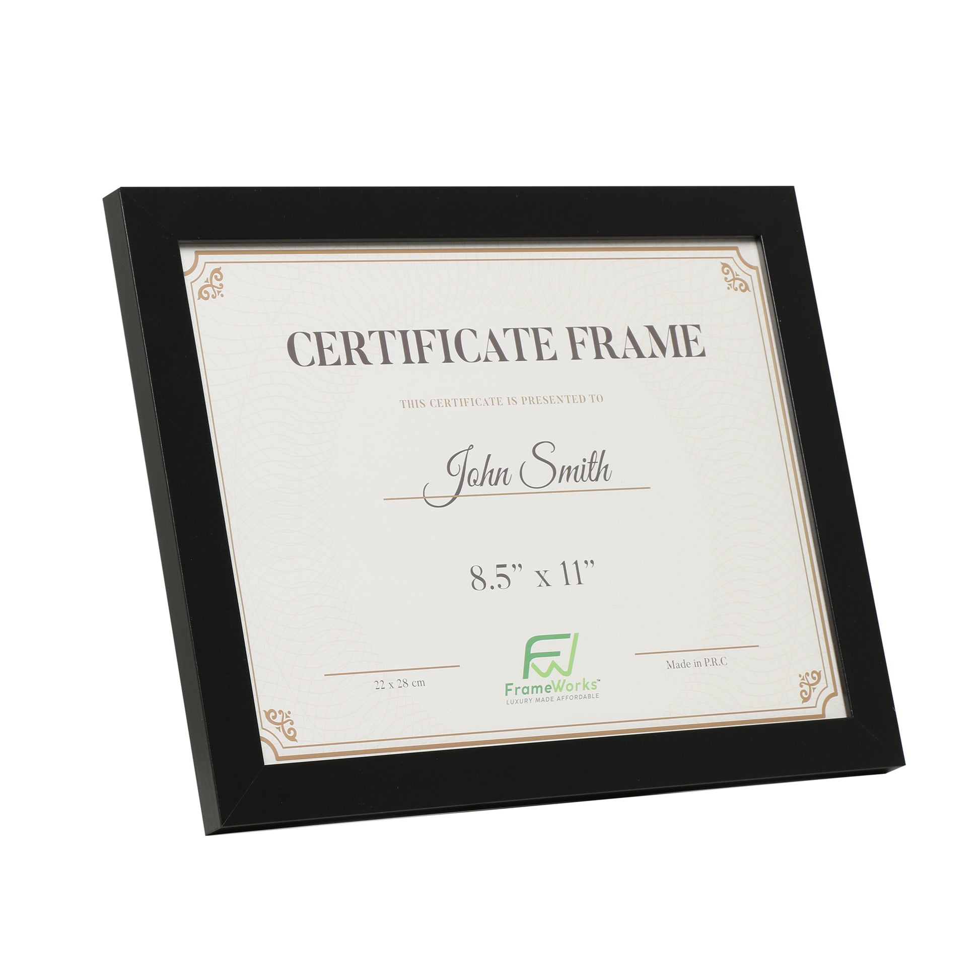 8.5" x 11" Classic Black Wood Document Picture Frame with Tempered Glass