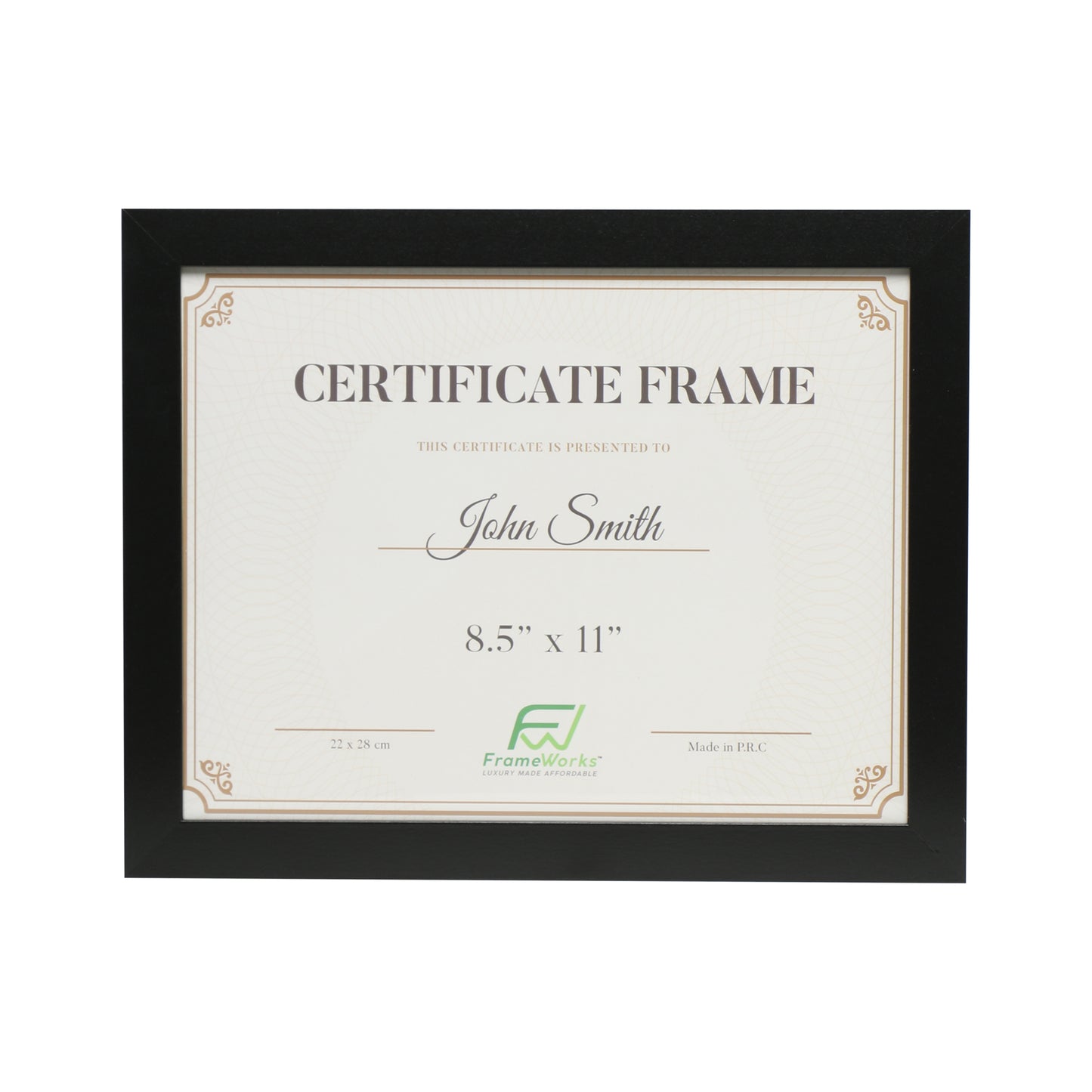 8.5" x 11" Classic Black Wood Document Picture Frame with Tempered Glass