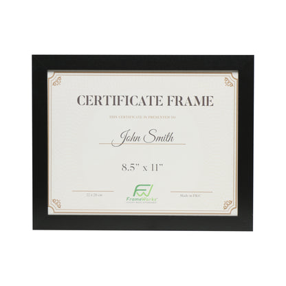 8.5" x 11" Classic Black Wood Document Picture Frame with Tempered Glass