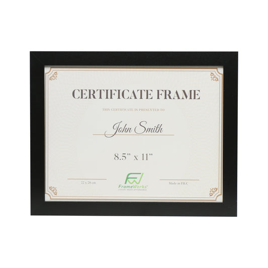 8.5" x 11" Classic Black Wood Document Picture Frame with Tempered Glass