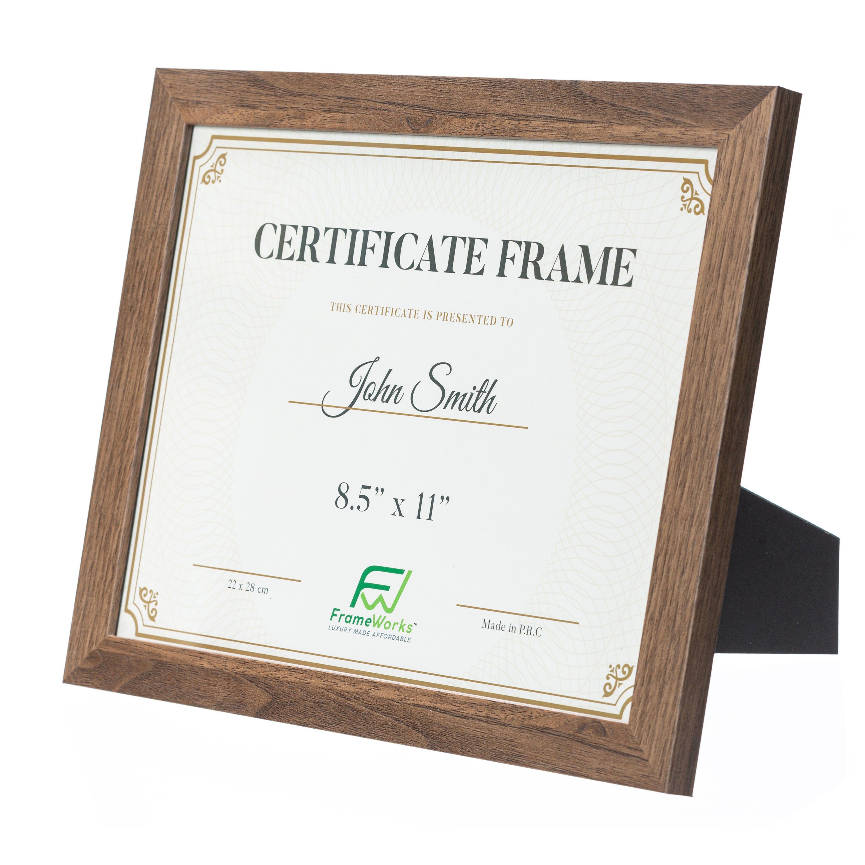 8 1/2" x 11" Classic Dark Oak MDF Wood Document Picture Frame with Tem ...
