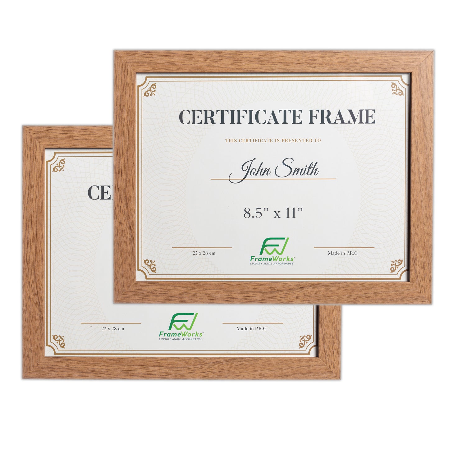 8.5" x 11" Classic Light Oak Wood Document Picture Frame with Tempered Glass