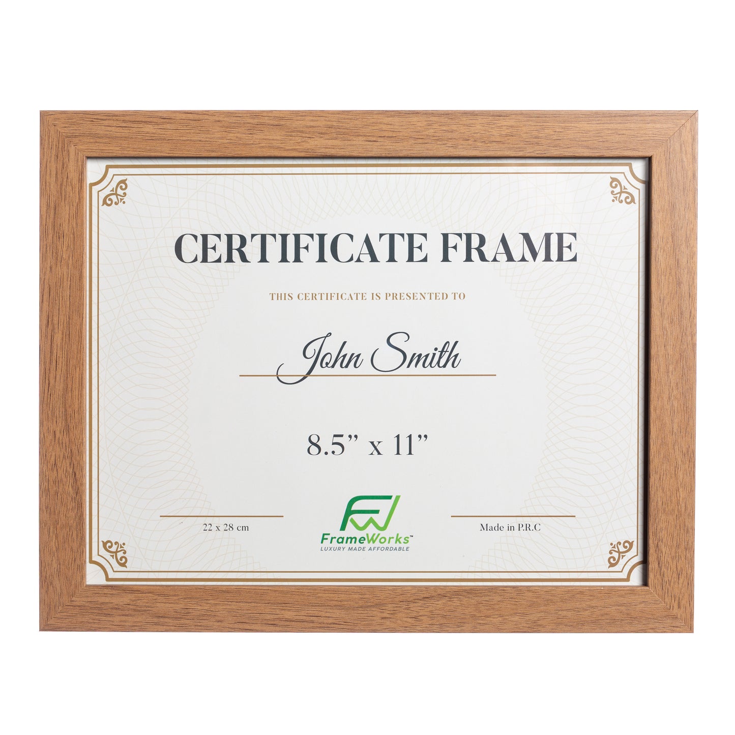 8.5" x 11" Classic Light Oak Wood Document Picture Frame with Tempered Glass