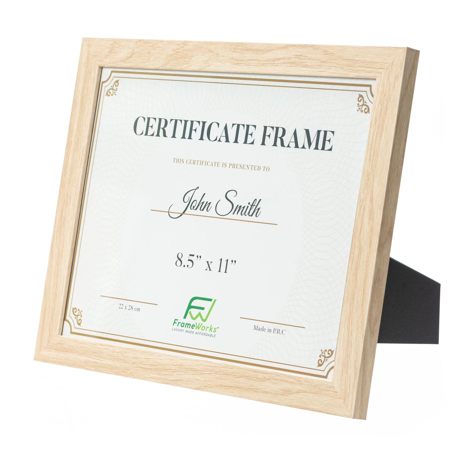 8.5" x 11" Classic Natural Oak Wood Document Picture Frame with Tempered Glass