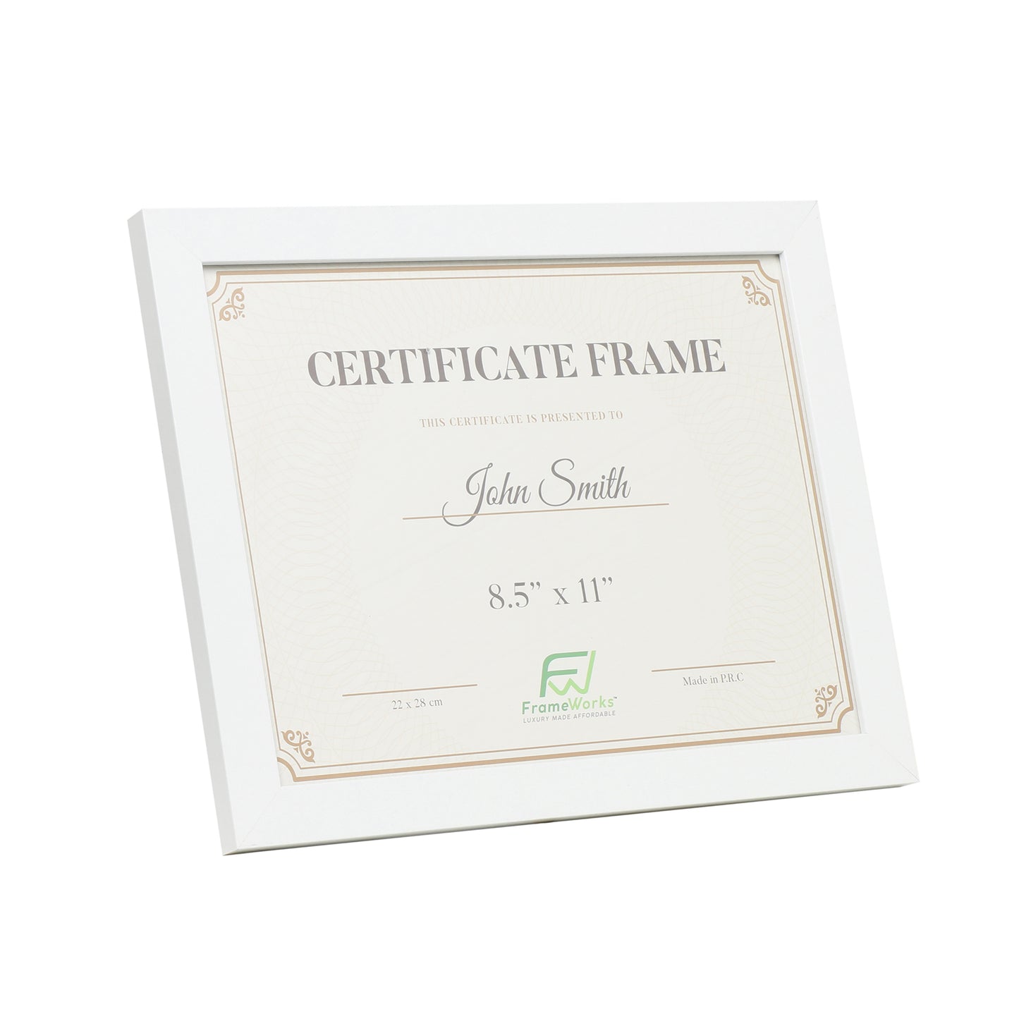 8.5" x 11" Classic White Wood Document Picture Frame with Tempered Glass