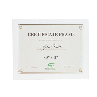 8.5" x 11" Classic White Wood Document Picture Frame with Tempered Glass