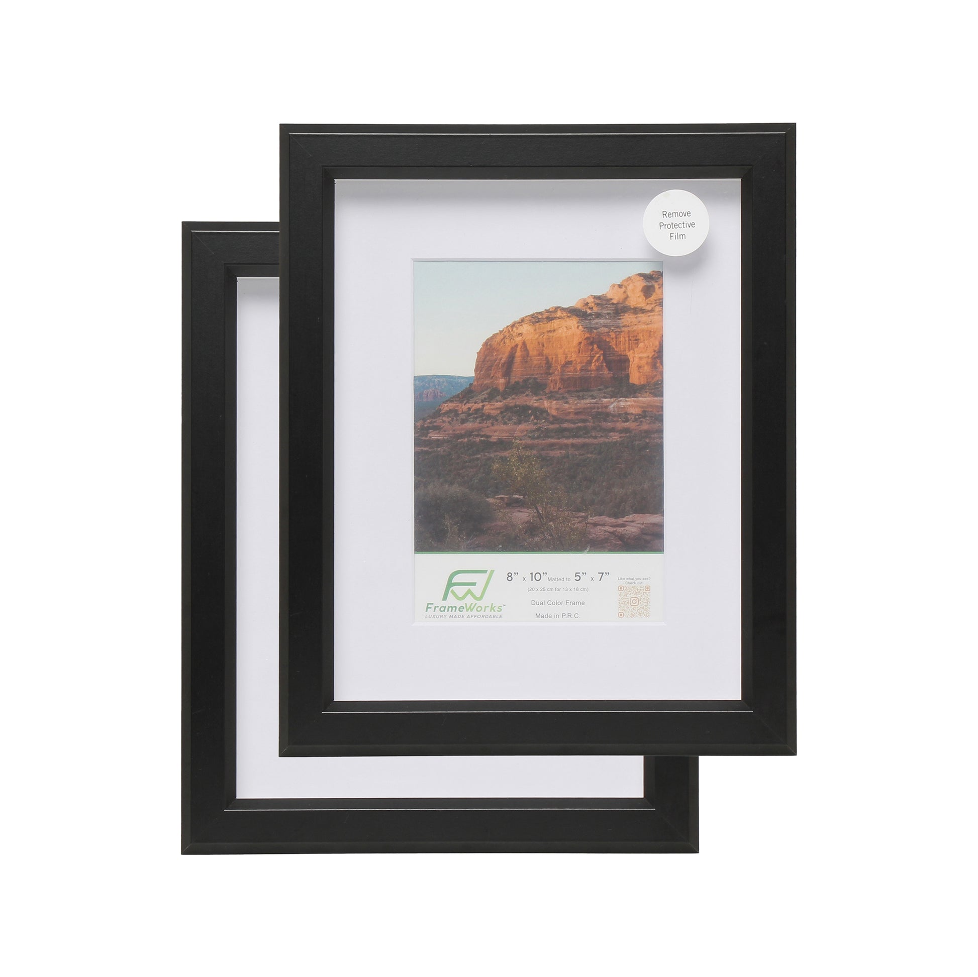 8" x 10" Black Wood 2-Pack Gunnabo Picture Frames, 5" x 7" Matted